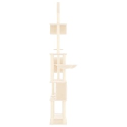    Albero per Gatti con Tiragraffi in Sisal Crema 279 cm