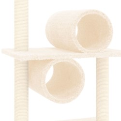    Albero per Gatti con Tiragraffi in Sisal Crema 279 cm