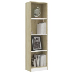 vidaXL Libreria a 4 Ripiani Bianco e Sonoma 40x24x142cm in Multistrato