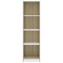 vidaXL Libreria a 4 Ripiani Bianco e Sonoma 40x24x142cm in Multistrato