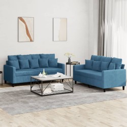 vidaXL Set di Divani 2 pz con Cuscini Blu in Velluto