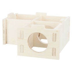 TRIXIE Casetta per Roditori con 3 Camere 25x10x25 cm in Legno