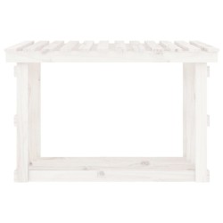    Portalegna Bianco 108x64,5x77 cm in Legno Massello di Pino