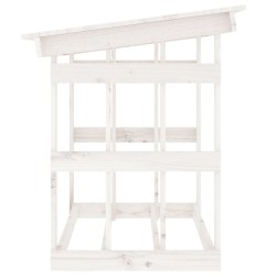    Portalegna Bianco 108x64,5x77 cm in Legno Massello di Pino