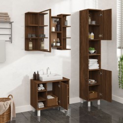 vidaXL Set Mobili da Bagno 3 pz Rovere Marrone in Legno ingegnerizzato