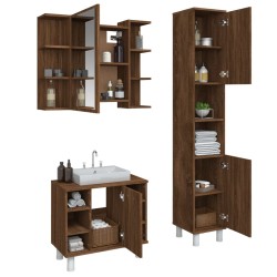 vidaXL Set Mobili da Bagno 3 pz Rovere Marrone in Legno ingegnerizzato