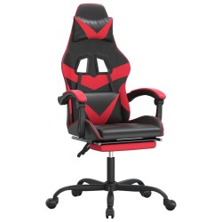 Sedia da Gaming Girevole Poggiapiedi Nero e Rosso Similpelle