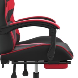 Sedia da Gaming Girevole Poggiapiedi Nero e Rosso Similpelle