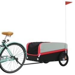 vidaXL Rimorchio da Bici Nero e Rosso 45 kg in Ferro