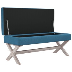    Sgabello Portaoggetti Blu 110x45x49 cm in Velluto