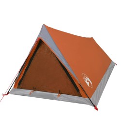 vidaXL Tenda Campeggio 2Persone Grigia Arancione 200x120x88/62 Taffetà