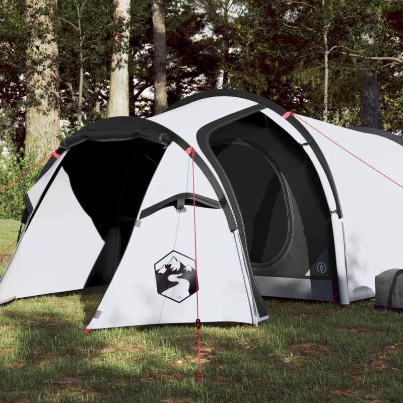 vidaXL Tenda da Campeggio 3 Persone Bianca 370x185x116 cm Taffetà 190T