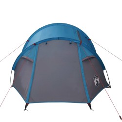 vidaXL Tenda da Campeggio 3 Persone Blu 370x185x116 cm Taffetà 185T