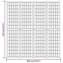 vidaXL Divisorio Pieghevole 4 Pannelli Stile Giapponese 160x170 cm