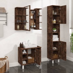 vidaXL Set Mobili da Bagno 3 pz Rovere Fumo in Legno ingegnerizzato