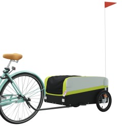 vidaXL Rimorchio da Bici Nero e Verde 45 kg in Ferro