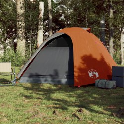 vidaXL Tenda Campeggio 4Persone Grigia e Arancione 267x272x145 Taffetà