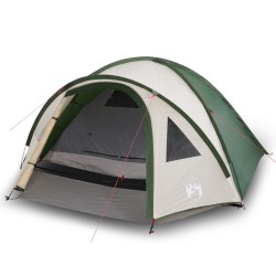 vidaXL Tenda da Campeggio 4 Persone Verde 300x250x132 cm Taffetà 185T