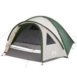 vidaXL Tenda da Campeggio 4 Persone Verde 300x250x132 cm Taffetà 185T