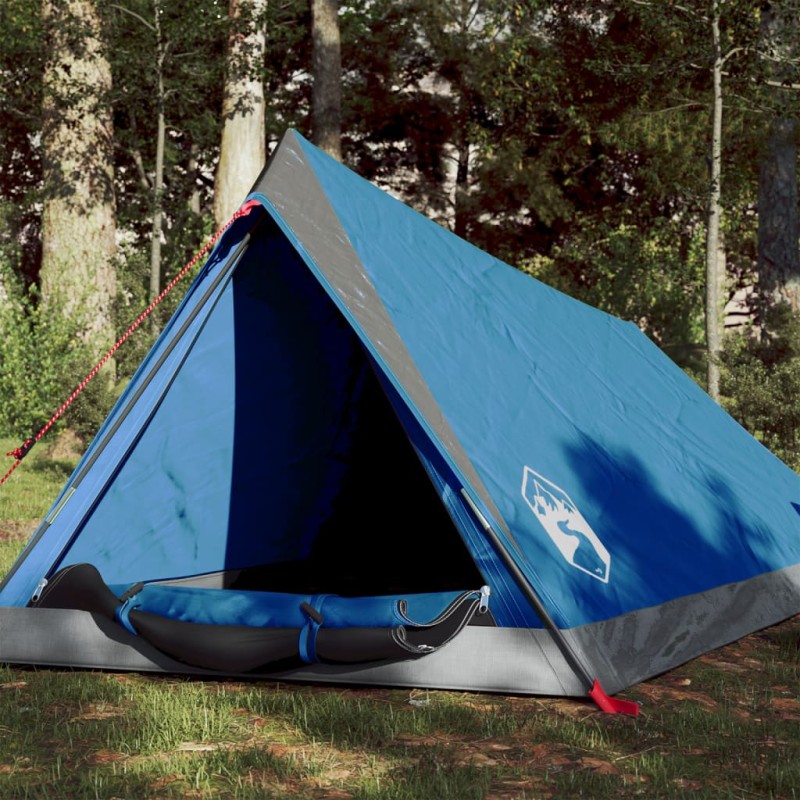 vidaXL Tenda da Campeggio 2 Persone Blu 200x120x88/62 cm Taffetà 185T