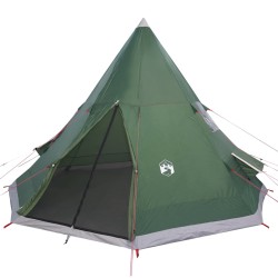 vidaXL Tenda da Campeggio 4 Persone Verde 367x367x259 cm Taffetà 185T