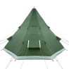 vidaXL Tenda da Campeggio 4 Persone Verde 367x367x259 cm Taffetà 185T