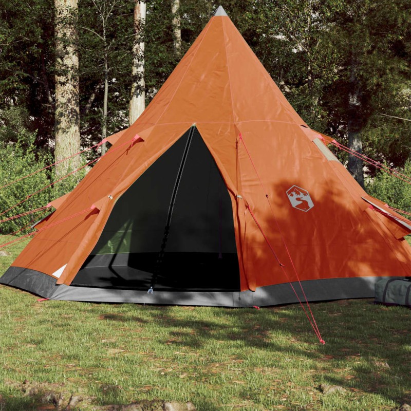 vidaXL Tenda Campeggio 4Persone Grigia e Arancione 367x367x259 Taffetà