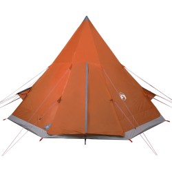 vidaXL Tenda Campeggio 4Persone Grigia e Arancione 367x367x259 Taffetà