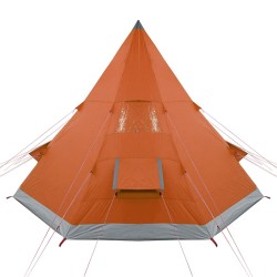 vidaXL Tenda Campeggio 4Persone Grigia e Arancione 367x367x259 Taffetà