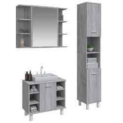 vidaXL Set Mobili da Bagno 3 pz Grigio Sonoma in Legno ingegnerizzato