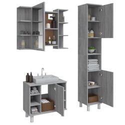 vidaXL Set Mobili da Bagno 3 pz Grigio Sonoma in Legno ingegnerizzato