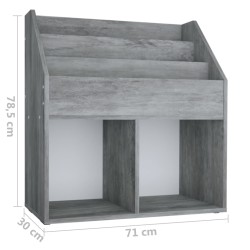    Portariviste per Bambini Grigio Cemento 71x30x78,5cm Truciolato