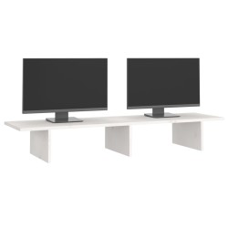 Supporto per Monitor Bianco 100x27x15 cm Legno Massello di Pino