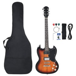 vidaXL Chitarra Elettrica Principianti e Custodia Marrone Nera 4/4 39"