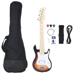 vidaXL Chitarra Elettrica Bambini con Custodia Marrone Bianca 3/4 30"