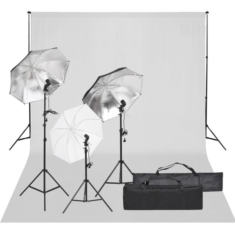    Kit per Studio Fotografico con Set di Luci e Fondale