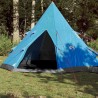 vidaXL Tenda da Campeggio 4 Persone Blu 367x367x259 cm Taffetà 185T