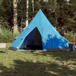 vidaXL Tenda da Campeggio 4 Persone Blu 367x367x259 cm Taffetà 185T