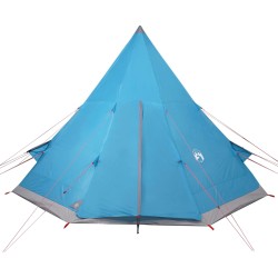 vidaXL Tenda da Campeggio 4 Persone Blu 367x367x259 cm Taffetà 185T