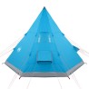 vidaXL Tenda da Campeggio 4 Persone Blu 367x367x259 cm Taffetà 185T