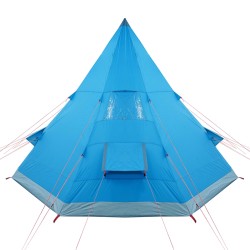 vidaXL Tenda da Campeggio 4 Persone Blu 367x367x259 cm Taffetà 185T