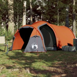 vidaXL Tenda Campeggio 4Persone Grigia e Arancione 360x135x105 Taffetà