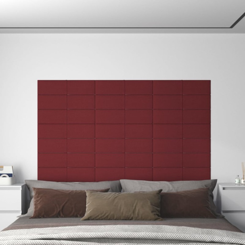 Pannelli Murali 12 pz Rosso Vino 60x15 cm Tessuto 1,08 m²