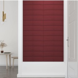 Pannelli Murali 12 pz Rosso Vino 60x15 cm Tessuto 1,08 m²