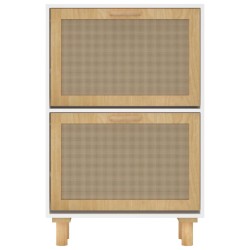    Scarpiera Bianca 52x25x80cm Legno ingegnerizzato e Rattan Naturale