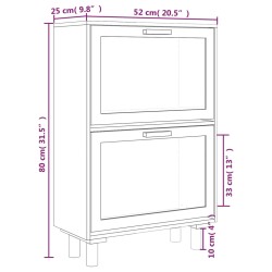    Scarpiera Bianca 52x25x80cm Legno ingegnerizzato e Rattan Naturale