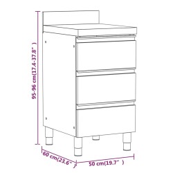    Mobiletti da Cucina Commerciale 3 pz in Acciaio Inossidabile