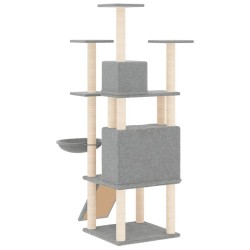    Albero per Gatti con Tiragraffi in Sisal Grigio Chiaro 154 cm