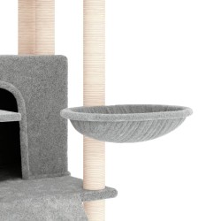    Albero per Gatti con Tiragraffi in Sisal Grigio Chiaro 154 cm