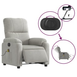 vidaXL Poltrona Reclinante Massaggi Elettrica Grigio Chiaro Microfibra